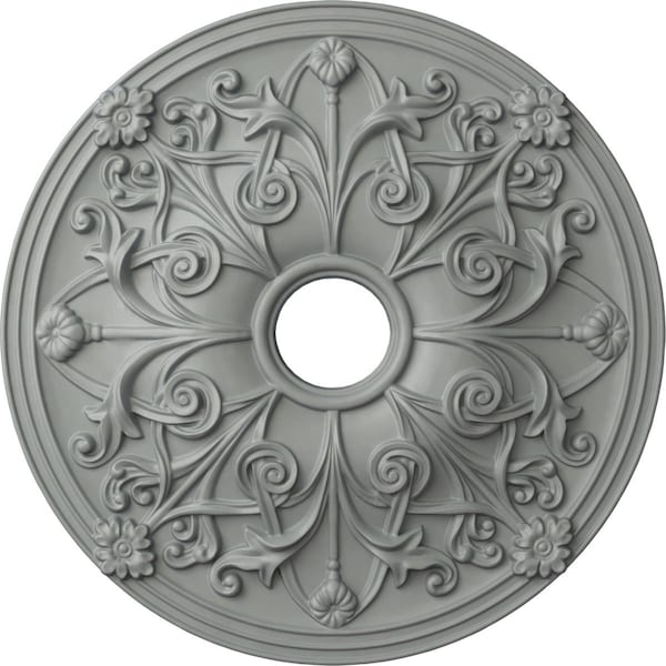 Ekena Millwork Jamie Ceiling Medallion (Fits Canopies up to 3 7/8"), 23 5/8"OD x 3 7/8"ID x 2 1/8"P, Primed White CM23JA - main